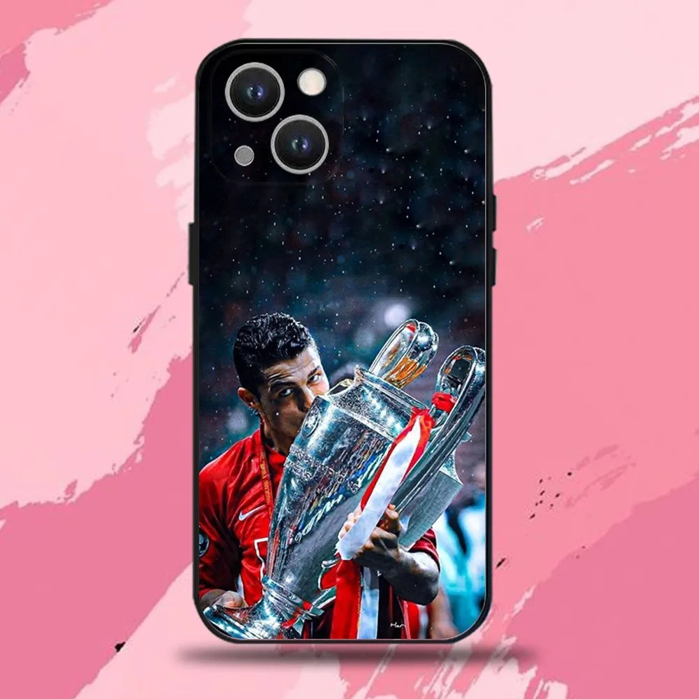CR7 Football Star R-Ronaldo-ES Phone Case For iPhone16,15,14,13,12,11 Plus,Pro Max,XS,X,XR,SE,Mini,8,7,Soft Silicone Black Cover