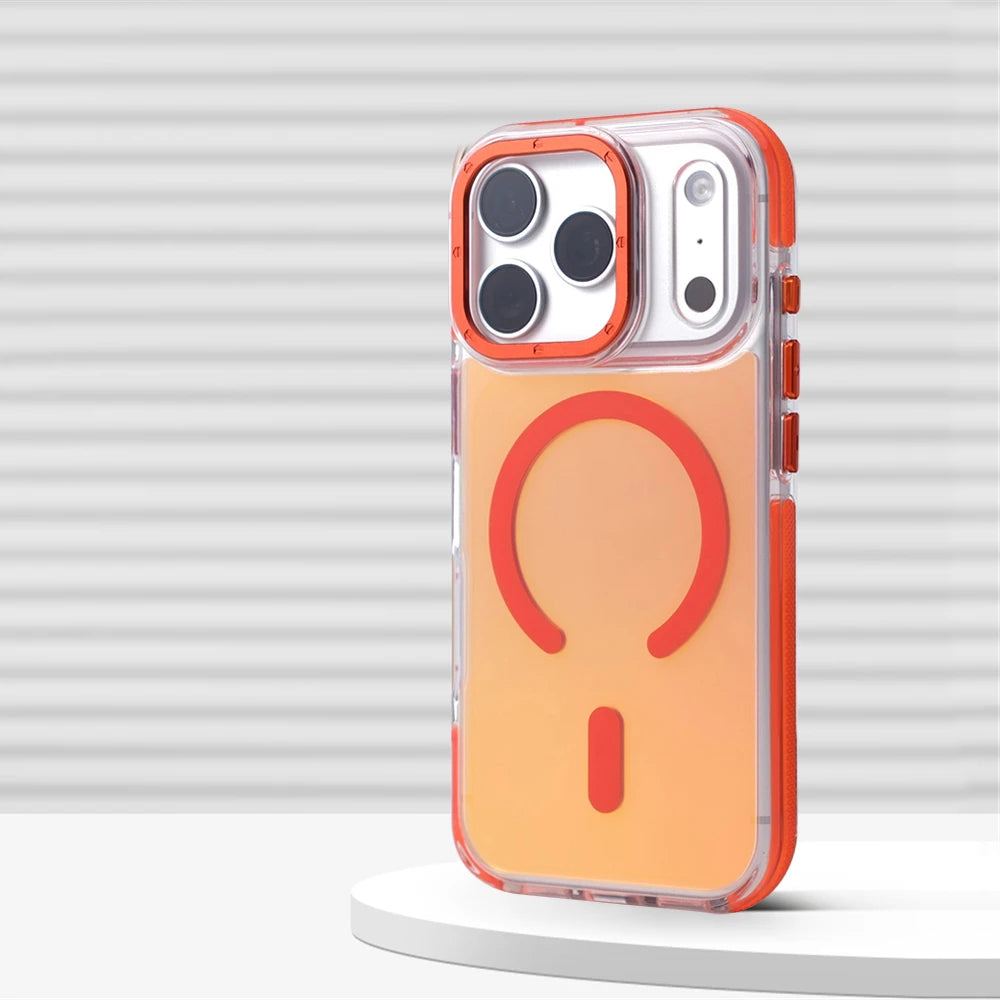 Luxury Laser Gradient Matte Shockproof Magnetic Case For iPhone 17 Pro Max 16 15 14 Plus 13 12 For Magsafe Wireless Charge Cover