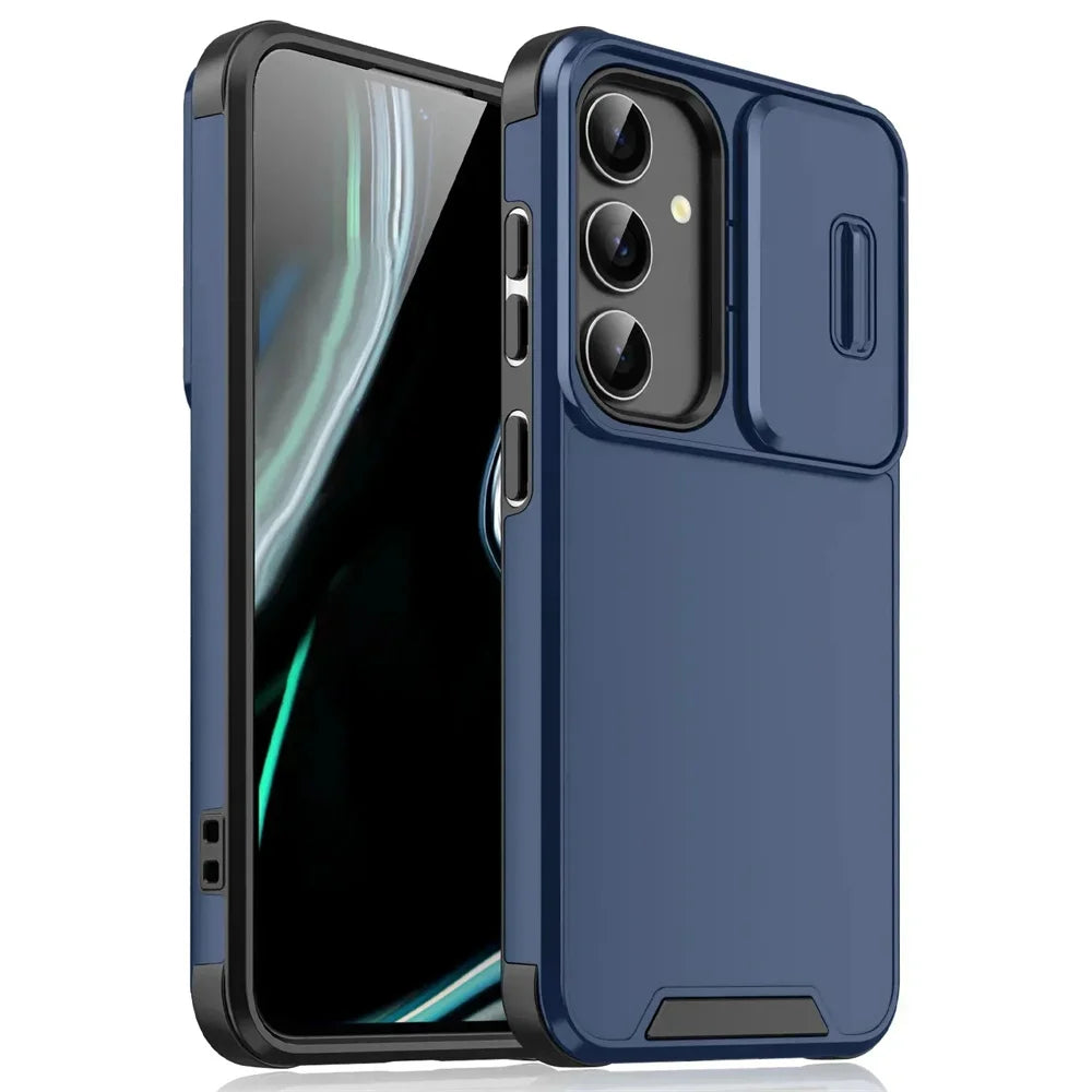 Slide Camera Lens Protection Case For Samsung Galaxy S25 S24 S22 S23 Ultra Plus Note20 A53 A33 Solid Color Armor Shockpoof Cover