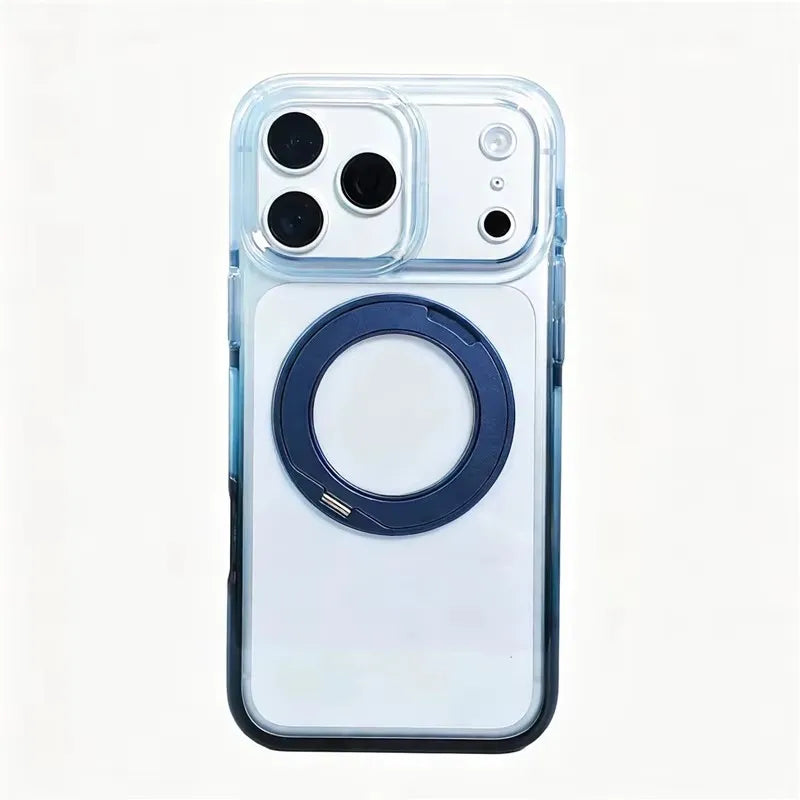 Gradient Color Magnetic Rotating Pivot Bracket Case For iPhone 17Pro 16Pro 17Pro max AI Camera Button For Magsafe Hard Cover