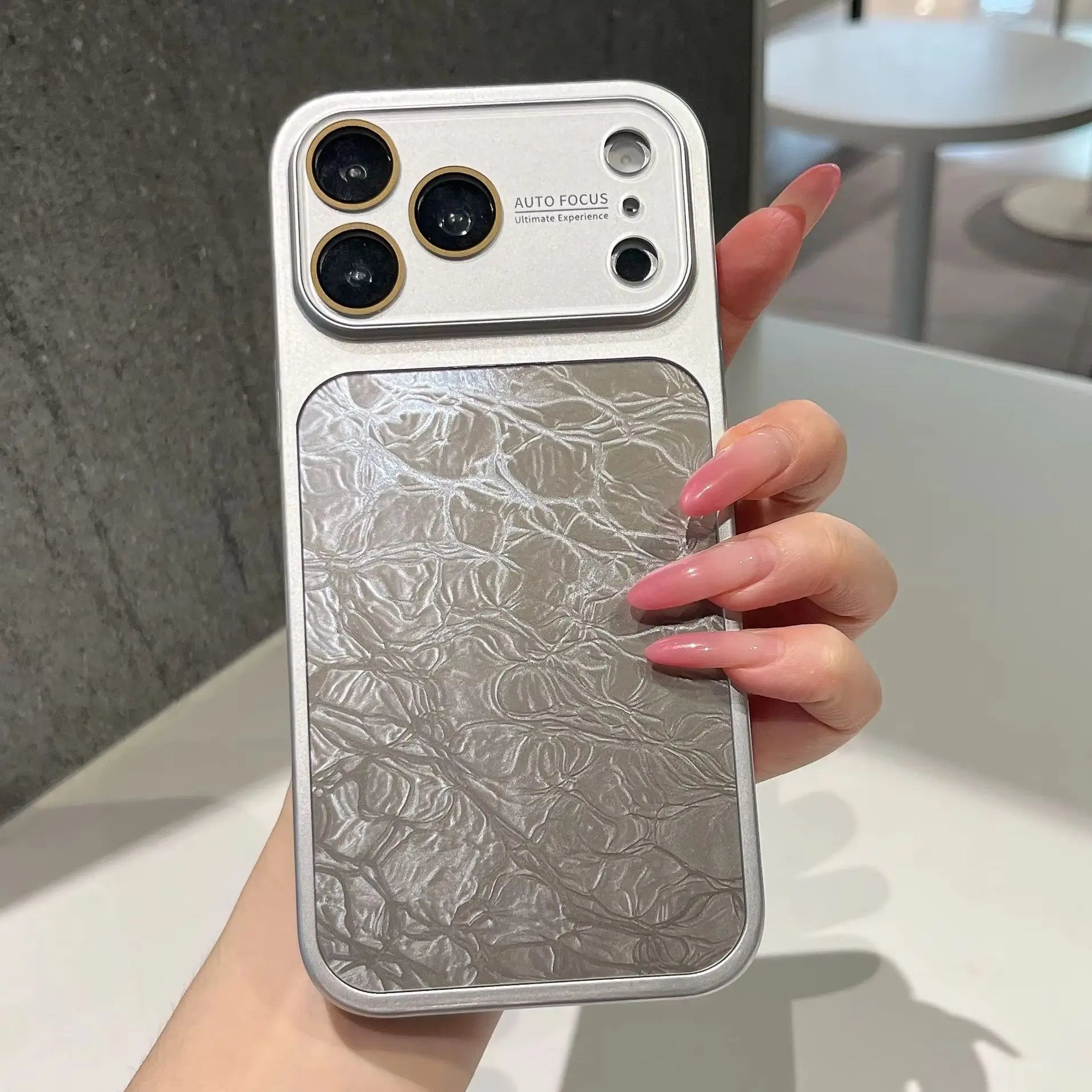 Business Ice Crack Leather Instantly Change Case For iPhone 17 16 15 14 13 Pro Max Large Window Shockproof Protector Matte Cover