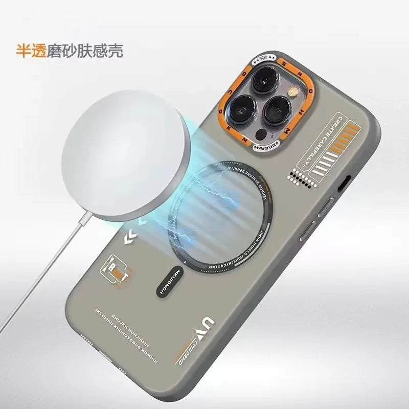 Magnetic Matte Original Case For iPhone 17 Air 16 15 14 13 Pro Max For Magsafe Wireless Charge Metal Lens Frame Buttons Cover