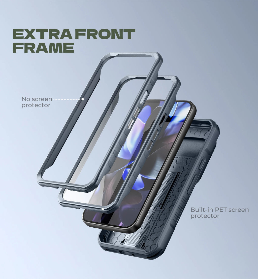 For Google Pixel 10/10 Pro Case with Slide Camera Cover and Built-in Screen Protector Kickstand Rugged Bumper Shockproof Cover