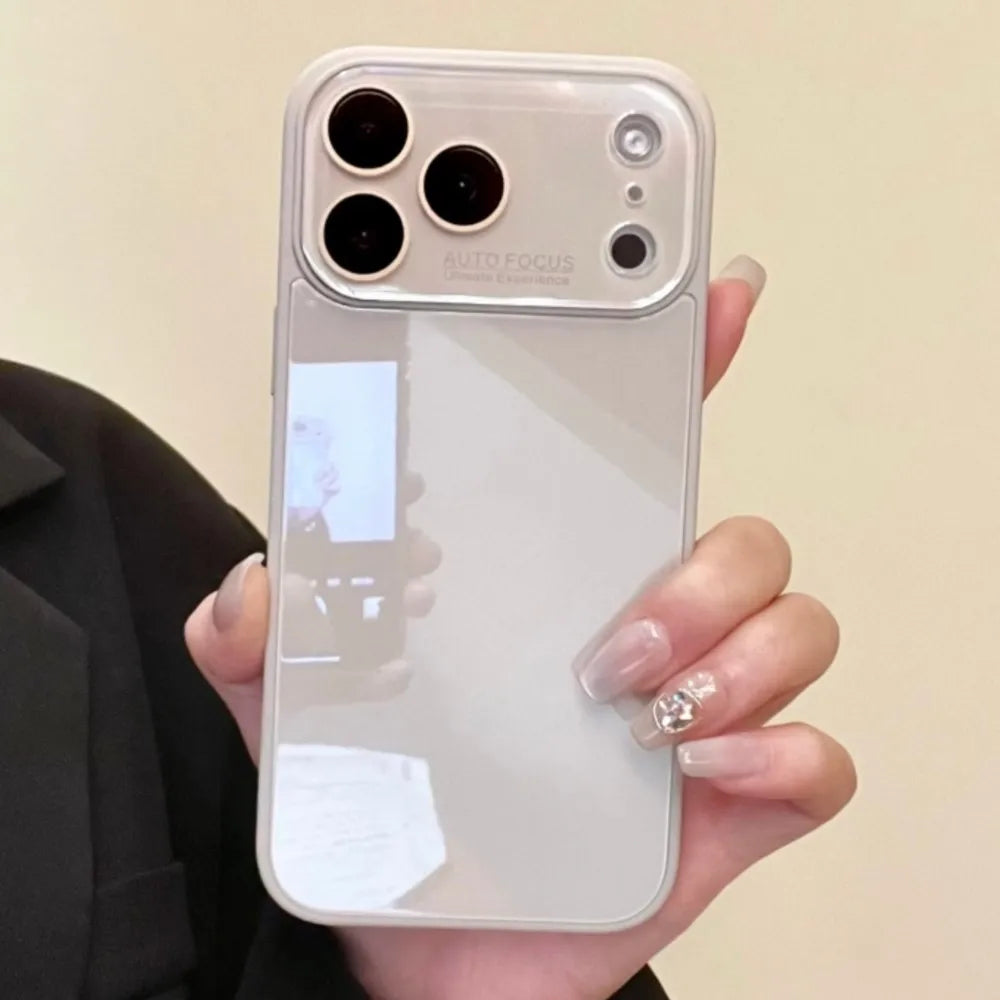 Luxury Original Auto Glass Phone Case for iPhone 17 Air 16 15 14 13 12 11 Pro Max Plus Shockproof Glossy Reflective Armor Cover