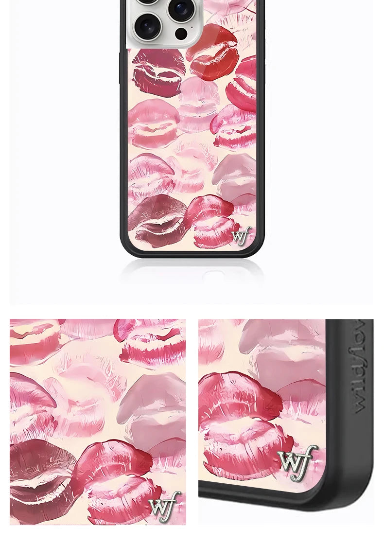Wildflower Fashion Sexy Red Lips Print Phone Cover For iPhone 12 13 14 15 16Pro Max Plus 17 Pro WF Girl Sexy Lip Printing Case