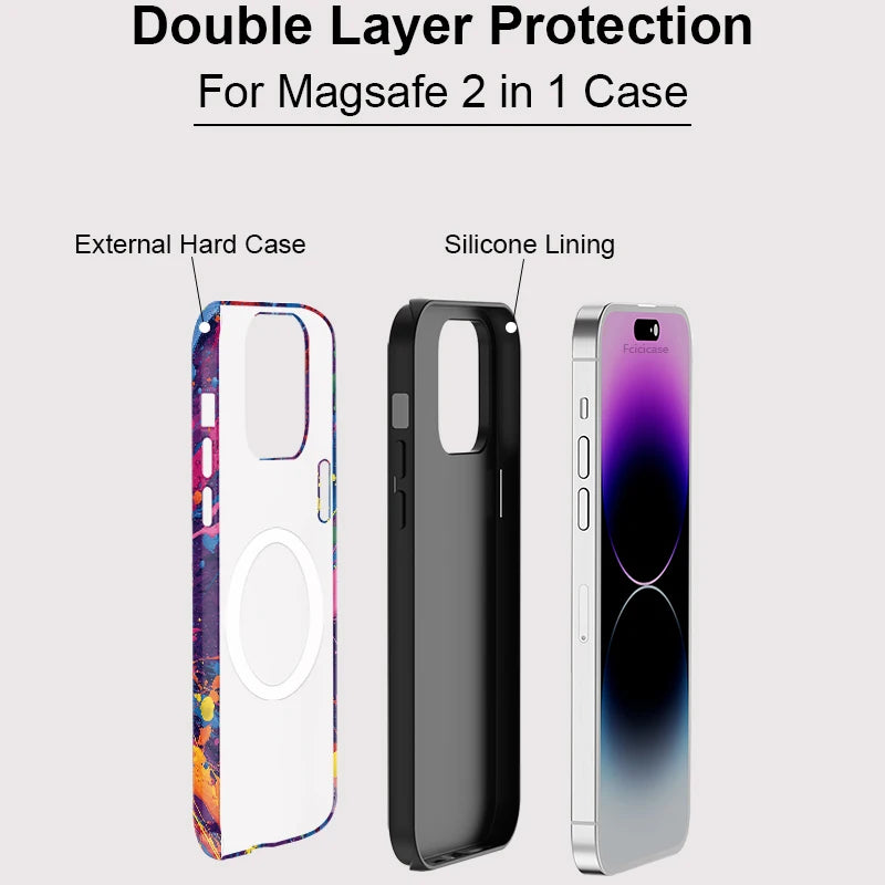 Fcicicase Art Painting Phone Case For iPhone 17 14 12 11 13 15 16 Pro Max 16 15 14 Plus Air Matte Magnetic For MagSafe Cover