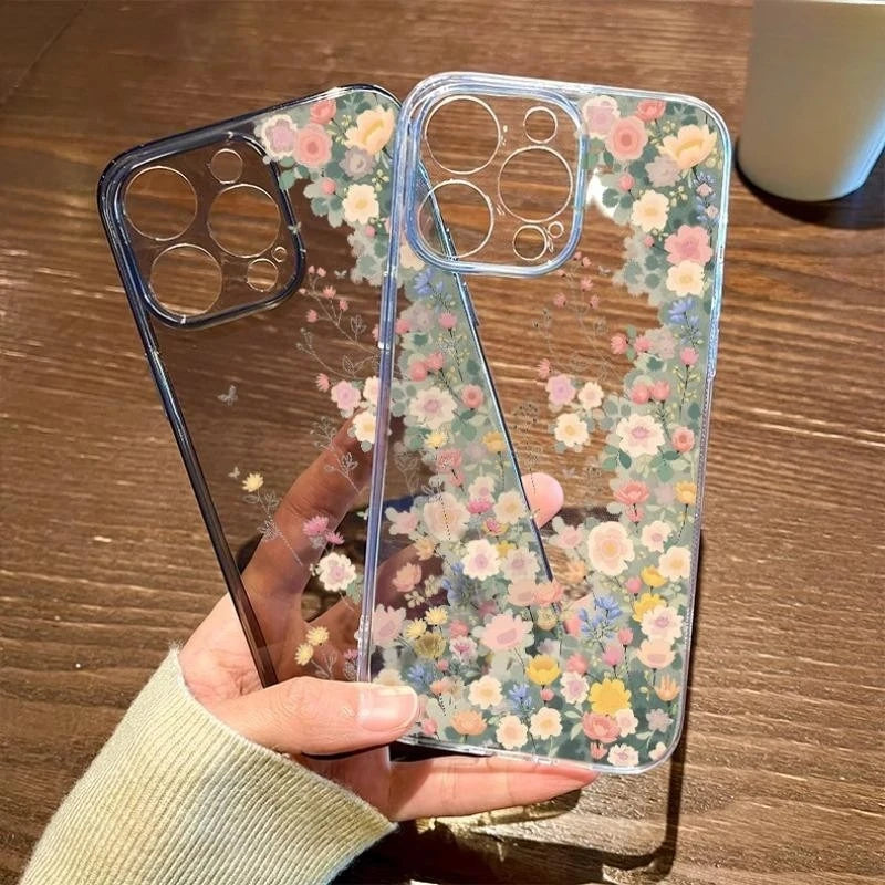 Flowers Case for iPhone 17 16 15 14 13 ProMax 12Mini 11Pro XS XR 8 7 Plus Shockproof Cover Screen Protector Casing