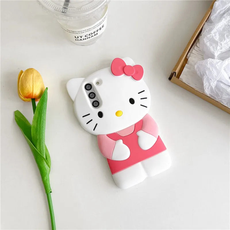 Kawaii Hello Kittty Phone Case For Samsung Galaxy S25 S24 S23 S22 Ultra Plus S20 S21 S23 FE A54 A55 A36 A16 A15 Silicone Cover