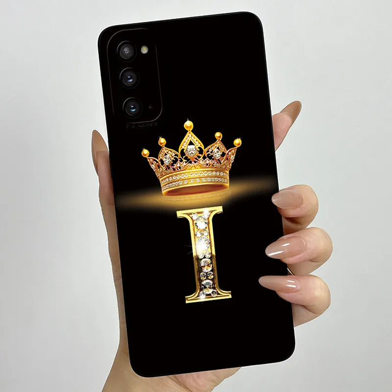 For Samsung S20 FE Plus Ultra Case Crown Letter Soft Liquid Silicone Phone Case For Galaxy S 20 S20FE Full Protection Back Cover