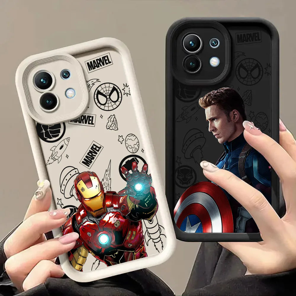 Marvel Ironman Captain America Case for Xiaomi Mi 13T 14 14T 15 15T Pro 17 Ultra Poco M7 M8 F8 F7 X7 X8 Pro Max Shockproof Cover