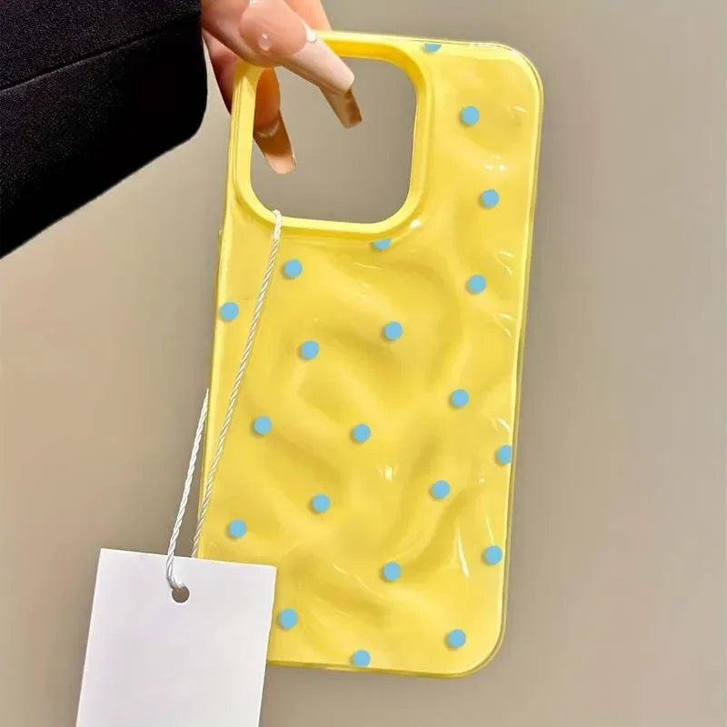Simple Solid Color Polka Dot Phone Case For iPhone 17 16 15 14 13 12 11 Pro Max Plus 17Air Shockproof Anti-fall Protective Cover