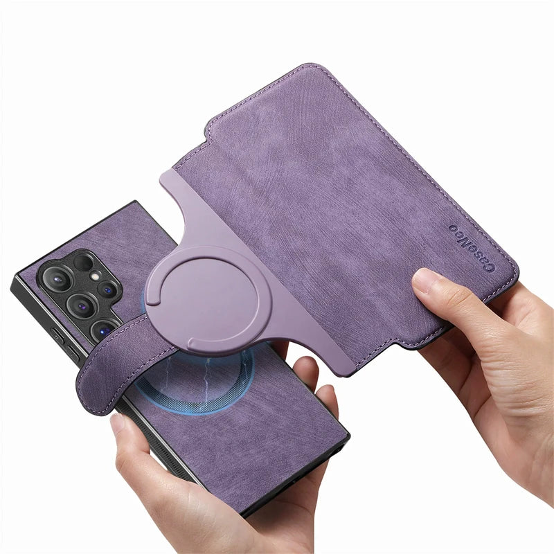 2 in 1 Magnetic Flip Leather Case for Samsung Galaxy S25 Edge S24 Ultra S23 S22 Plus S21 Fe S25Edge Magsafe Card Wallet Cover
