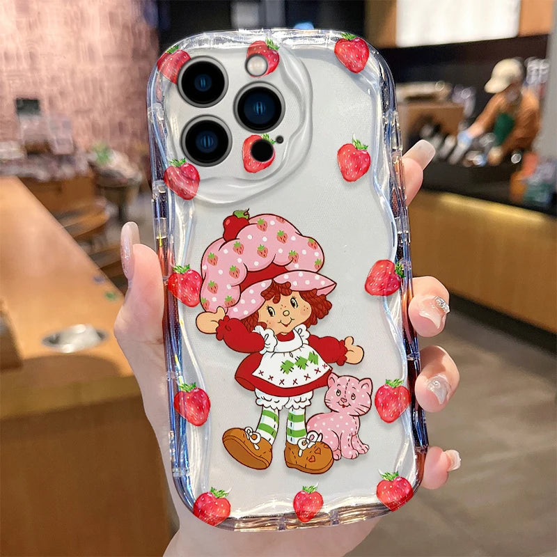 Strawberry Shortcake Phone Case For iPhone 17 16 16e 15 14 13 12 11 Pro Max XSMAX 8 7 6S Air Plus 3D Wave Soft TPU Back Cover