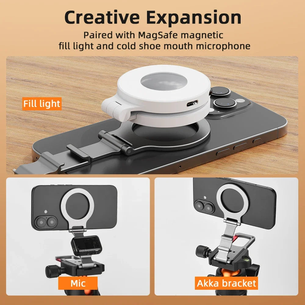 Flymile Magnetic Phone Holder Carabiner Mount for iphone 17 16 15 14 Accessories Handle Tripod Adapter Compatible with MagSafe