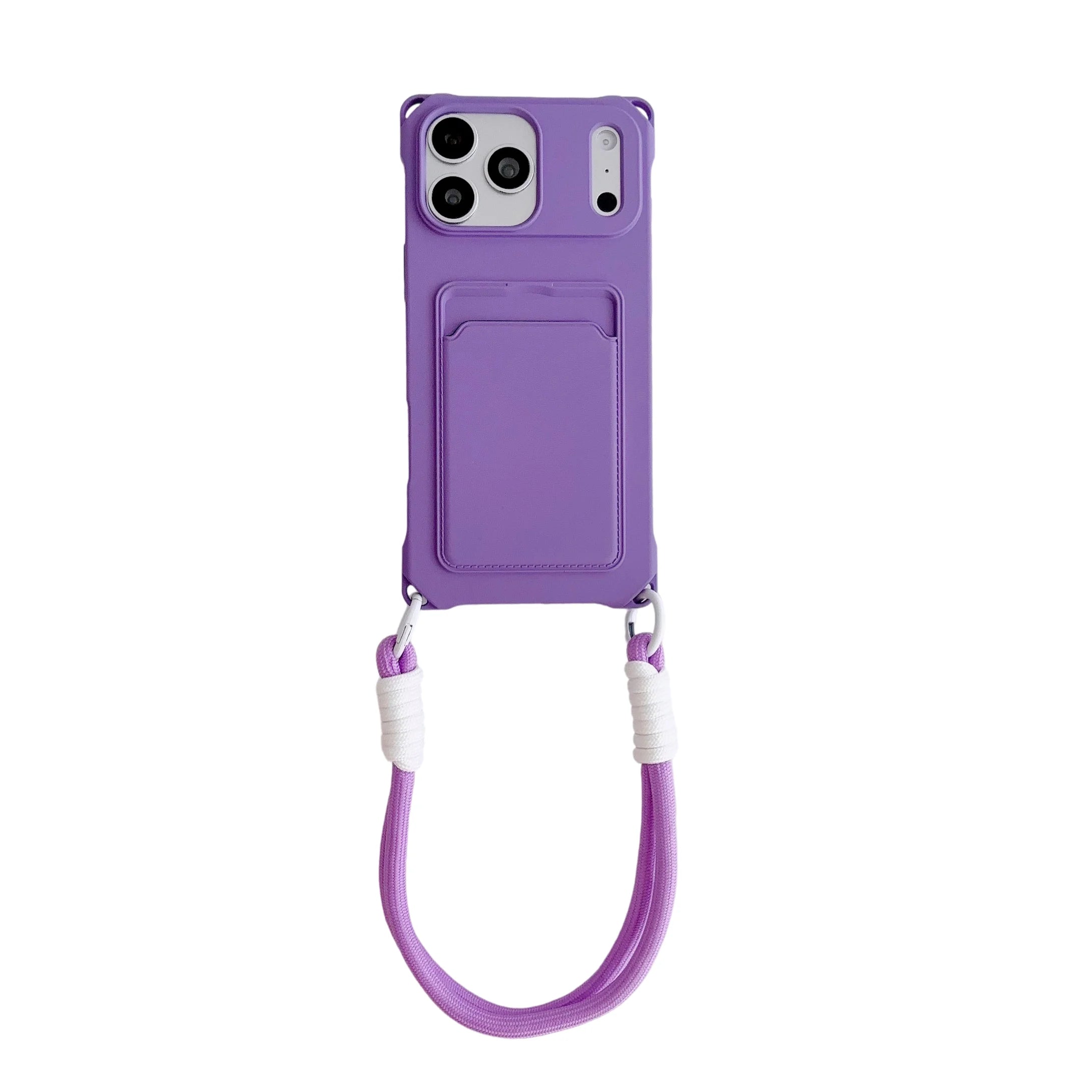 Four Corner Holes Detachable Hand Wrist Lanyard Phone Case For iPhone 17 16 15 14 13 12 11 Pro Max Plus Mini Air Card Slot Cover