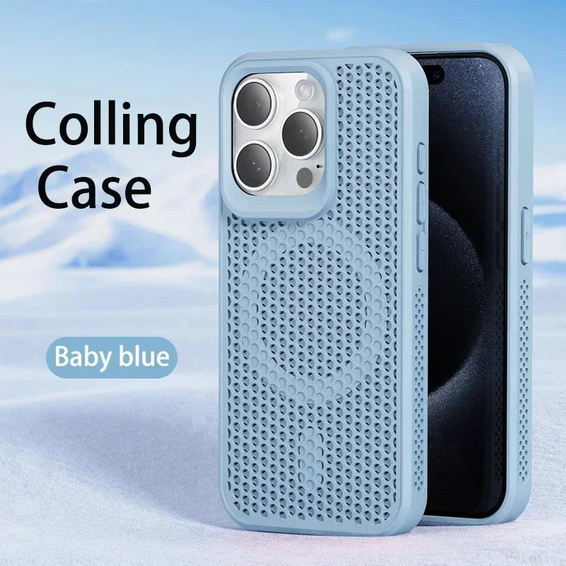 Cooling Heat Dissipation Magnetic Phone Case For iPhone 17 16 15 14 13 12 11 Pro Max Plus Breathable Hard Back Cover For Magsafe