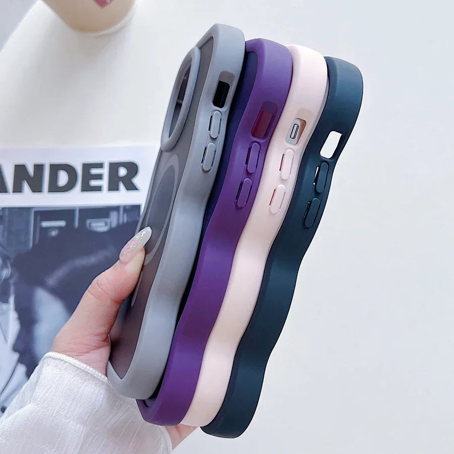 CHAOYIDIAN Wave Pattern Magnetic Case for iPhone 16/15/14/13/12 Pro Max, Wireless Charging Shockproof Hard Cover