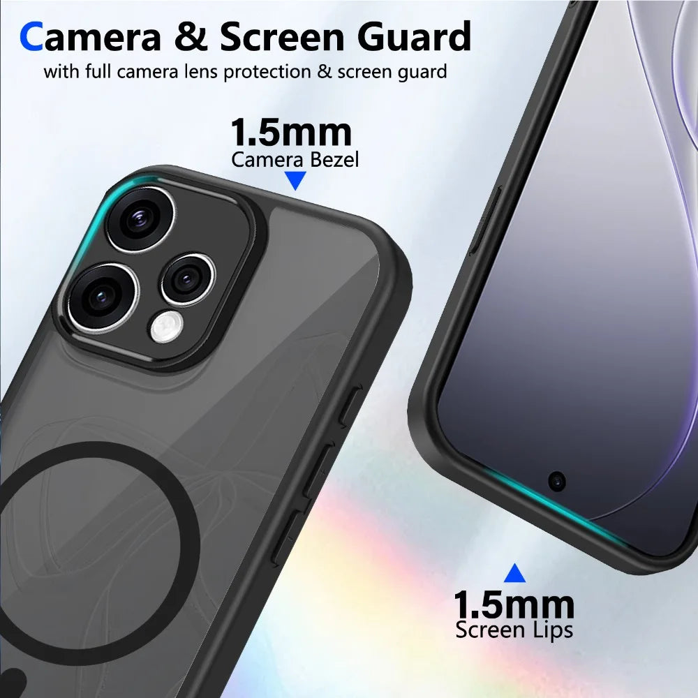 Case For OPPO Reno 15 Pro Max 15F 14F 13F 12F Matte Clear Magnetic Shockproof Cover For OPPO Reno 13  14 15 Pro Mini