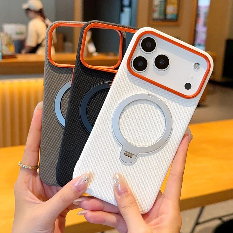 funda For iPhone Air Case ELVEV Magnetic Luxury PU Leather Anti-fall with Rotatable Ring Stand Cover for iphone17 pro max ケース