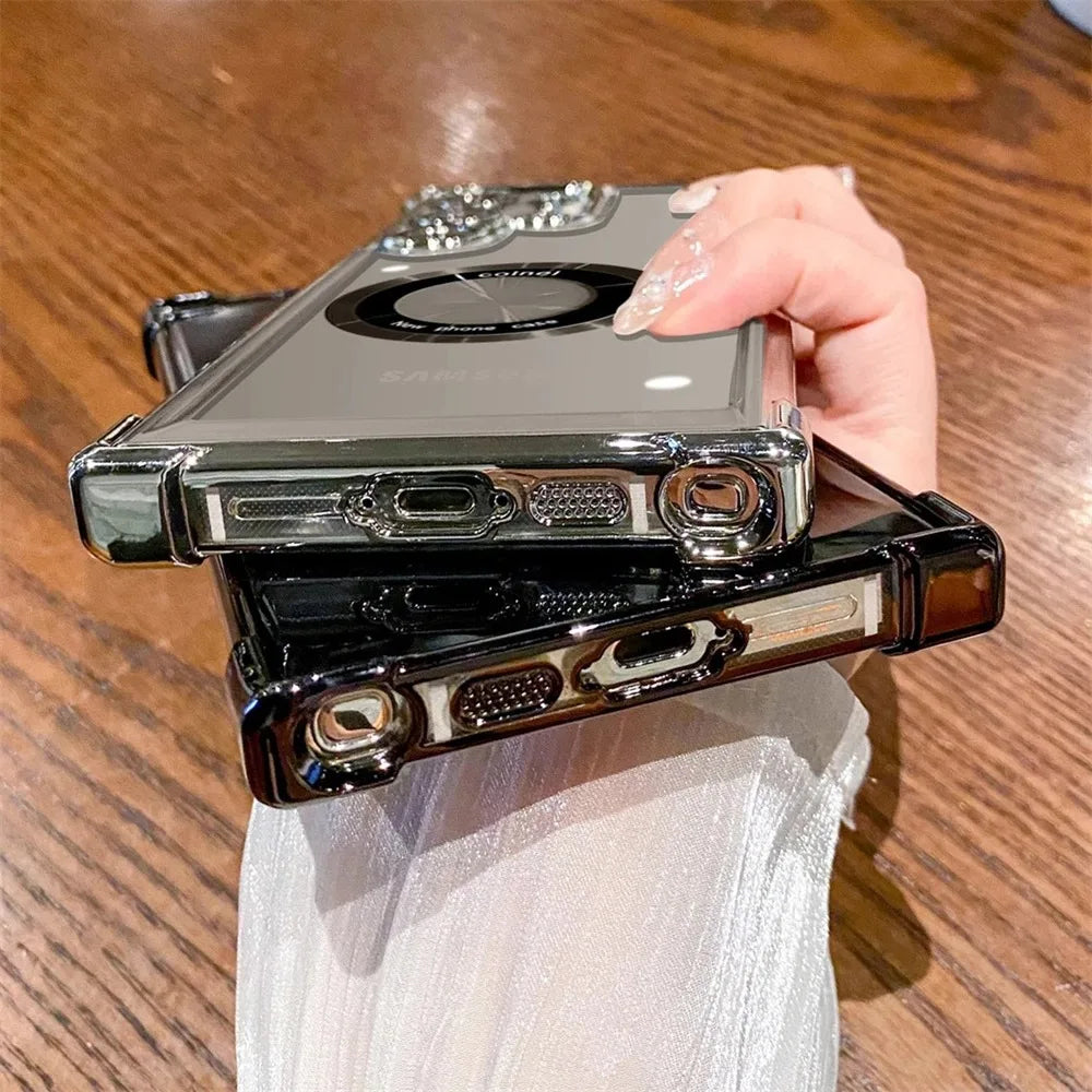 For Magsafe Plating Clear Cases For Samsung Galaxy S26 S25 S24 S23 Ultra S22 Plus S21 FE A36 A35 A34 A55 A54 A53 Magnetic Cover
