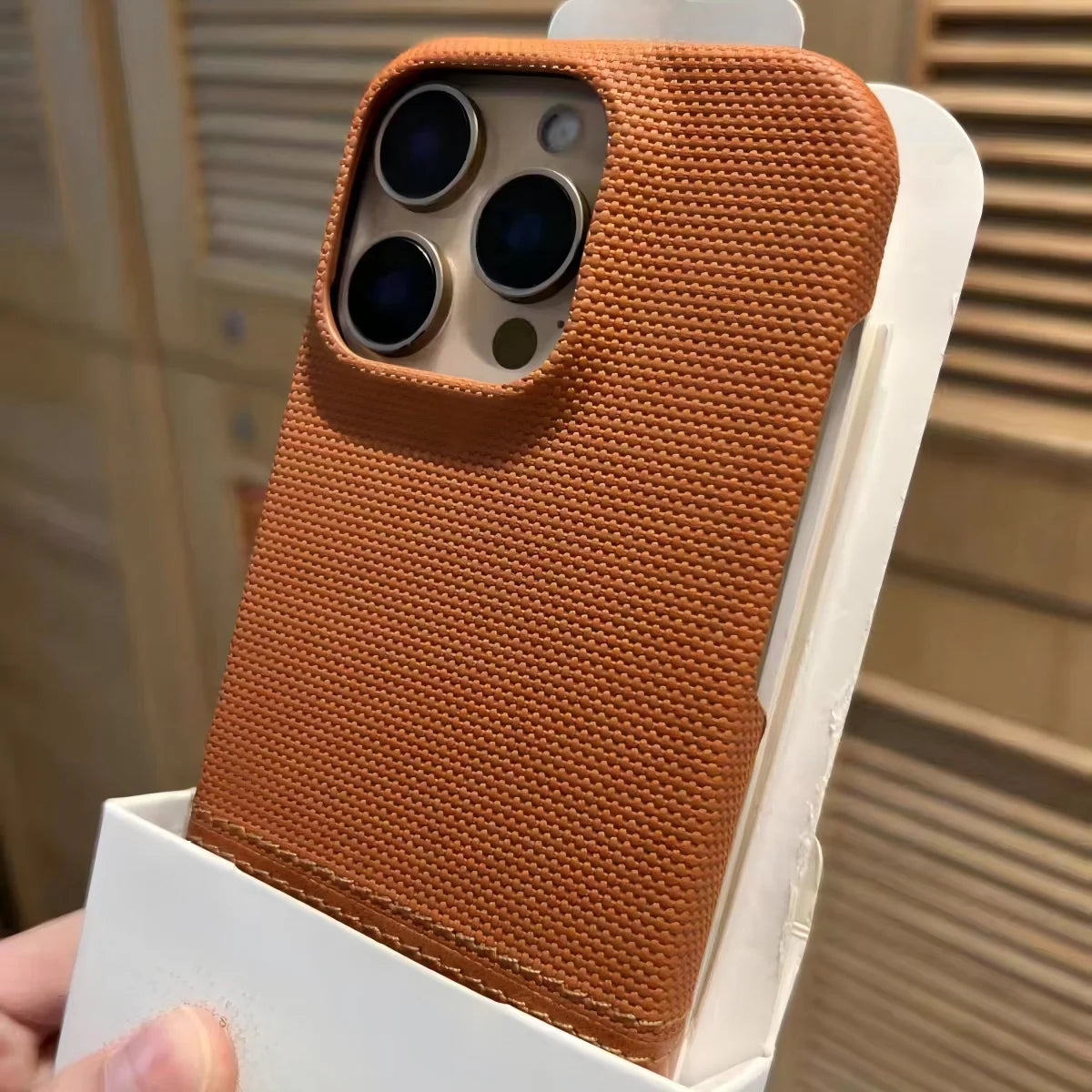 Business Splice Leather Nylon Fabric Case For iPhone 17 Air 16 15 14 Plus 13 12 Pro Max Frameless Cooling Matte Shockproof Cover