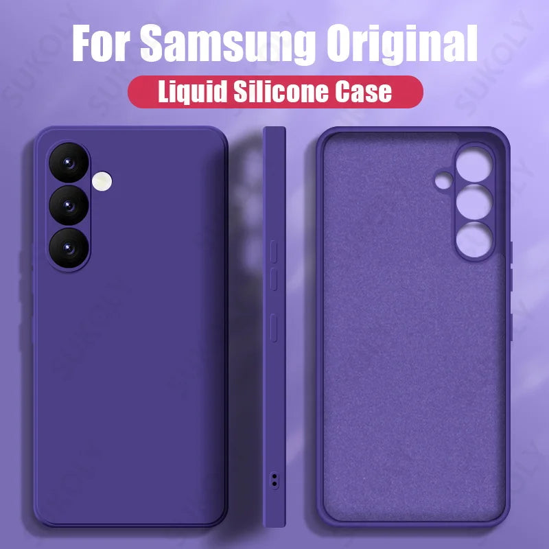 Luxury Case For Samsung Galaxy S26 S23 S22 S24 S25 Ultra S23 FE A57 A17 A56 A55 A15 A54 A16 5G Liquid Silicone Soft Phone Cover