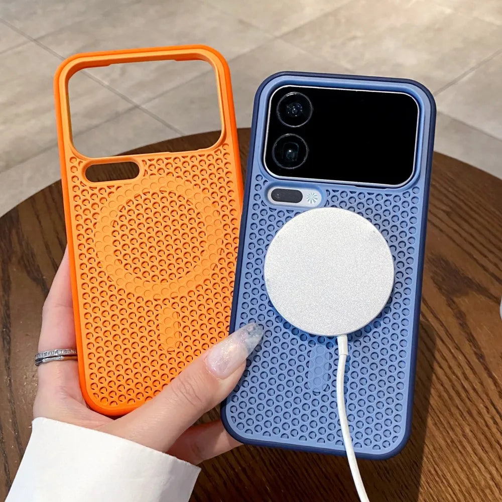 Luxury Honeycomb Mesh Hole Heat Dissipation Case for Xiaomi Mi 17 Pro Max 15 14 Pro 13 Shockproof For Magsafe Magnet Matte Cover