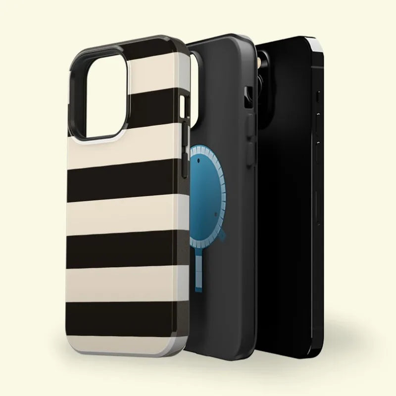 Striped Black with   Case For IPHONE 17 16ProMax 15 14 13 12 11 PRO Plus Acrylic TPU Two in one Magnetic Phone Cases