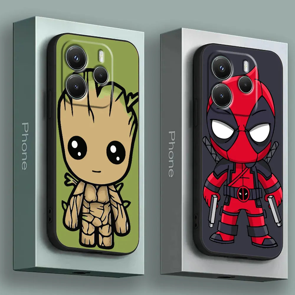 Avengers Ironman Groot Phone Case For Redmi 15C 14C 13C 12C Marvel Cover For Redmi Note 15 14 13 12 Pro Plus 11 10 Pro Soft Case