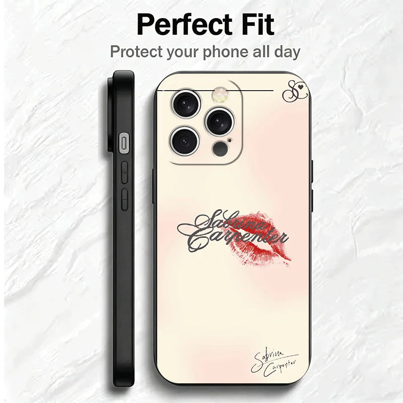 CR66 S-Sabrina C-Carpenter Soft Phone Case for iPhone 16 16E 17 Air 15 Pro Max 14 Plus 13 Mini 11 12 7 Black Cover Back Shell