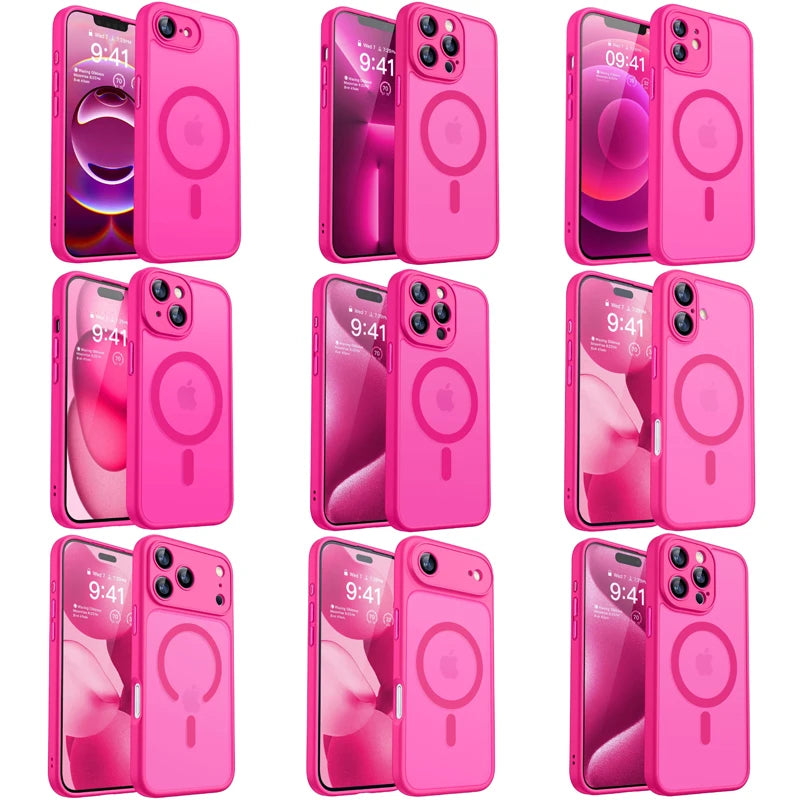 Luxury Matte Hard Case For iPhone 17E 16E 17 16 15 14 13 12 11 Pro Max iPhone17e iPhone16e for Magsafe Charge Translucent Cover