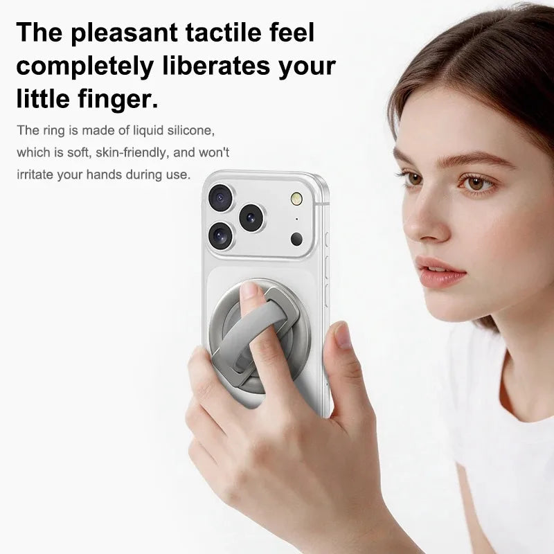 Universal Magnetic Folding Phone Grip Silicone Finger Phone Holder Ring 360° Rotation for Magsafe Holder IPhone 17 HUAWEI Xiaomi