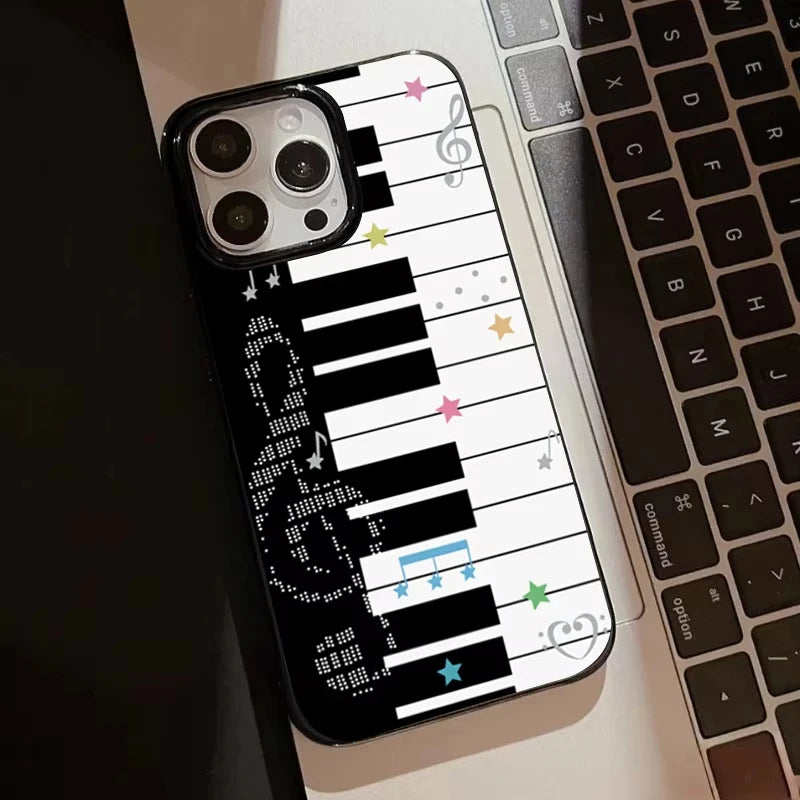 Korean INS Art Piano Key Notes Phone Case For Samsung S25 S24 Ultra S23 Ultra S22 S21 S20 Plus Note 20 S24FE S23FE Cover