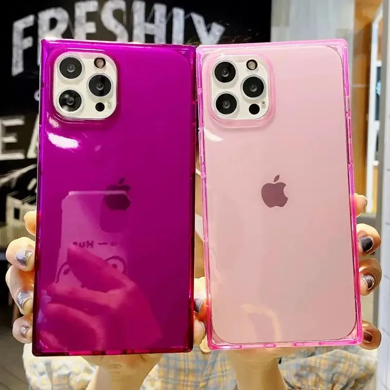 Luxury Fluorescent Color Transparent Phone Case For iPhone 17 Pro Max Air 16 15 14 13 12 11 Plus Soft Shockproof Bumper Cover