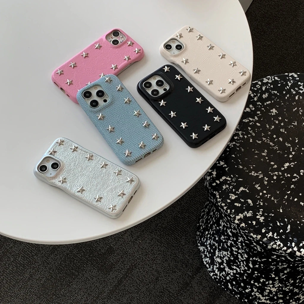 Advanced Stereoscopic Metal Stars Cowboy Pattern Leather Shockproof Protective Cover Case for iPhone 17 16 15 14 13 Pro Max