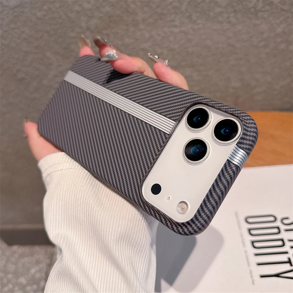 Kevlar Carbon Fibre PC Hard Case for iPhone 17 Air 16 Pro Max 15 14 Plus 13 12 11 Shockproof Camera Bumper Ultra Thin Cover