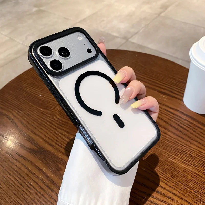 for iPhone 17 Pro Max 16 15 14 13 Summer new magnetic acrylic 2.0 semi transparent color large hole super anti drop phone case
