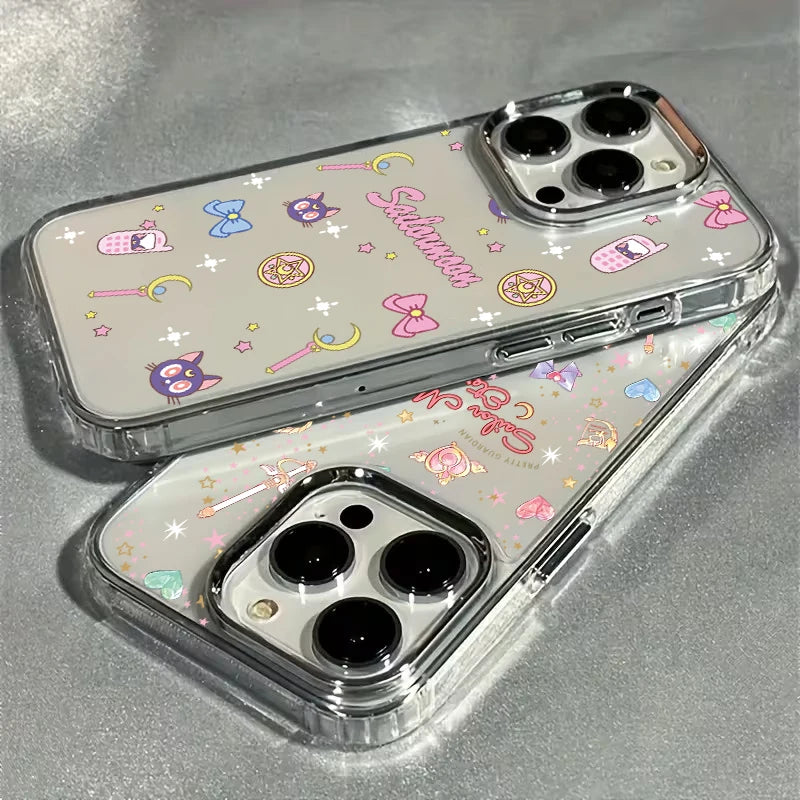 Kawaii Phone Case For iPhone 17e 17 16e 16 15 14 13 12 11 Pro Max X XR XSMAX 8 7 Air Plus Sailors-Moons-S Transparent Soft Cover