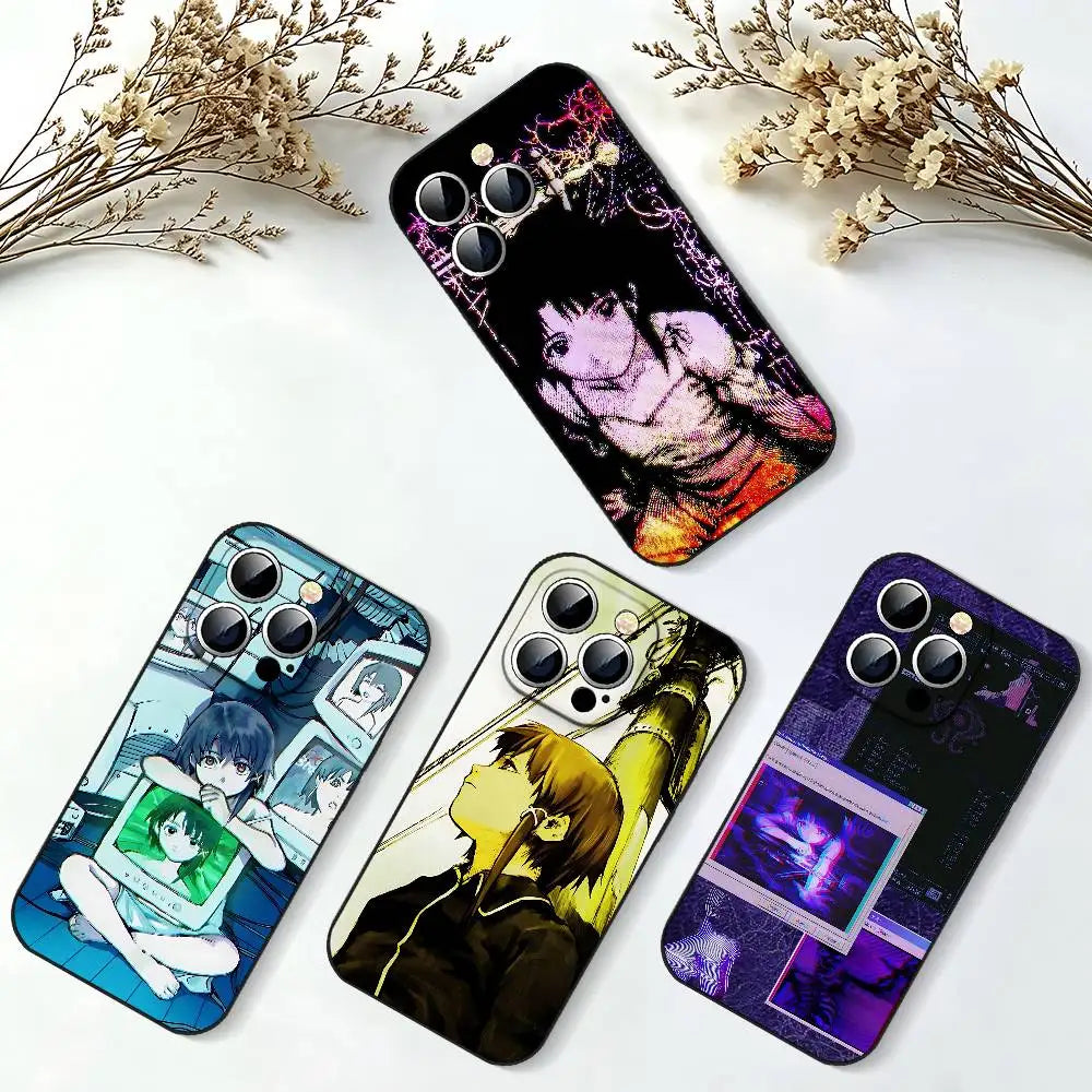Serial Experiments Lain Slim Black Shockproof Phone Case For IPhone 17 16 15 14 13 12 11 X XR XS Max Pro Max Plus Mini