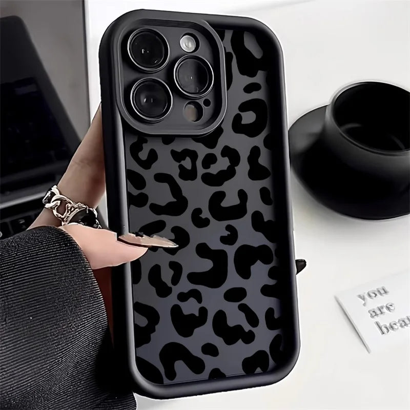 Soft TPU Leopard Painted Phone Case For iPhone 17 16 Pro Max 11 13 15 14 12 Air 16E 17promax 16promax Shockproof Funda Cover