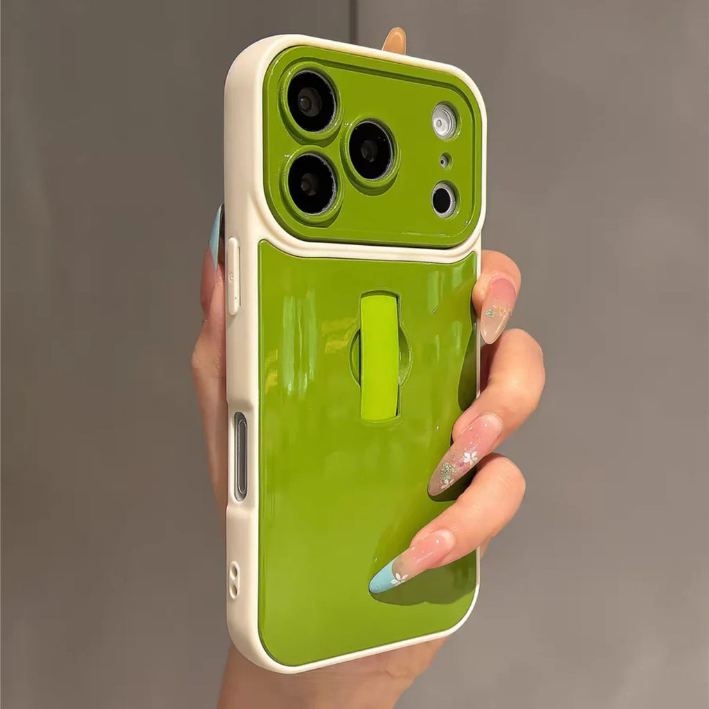 Candy Color Push Pull Ring Buckle Bracket Phone Case For iPhone 17 16 15 14 13 Pro Max Grip Stand Holder Shockproof Glossy Cover