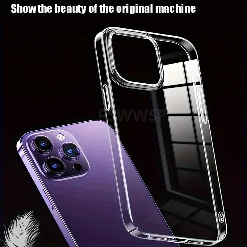 Luxury Transparent Phone Case For iPhone 17 Air 16 15 14 Plus 13 12 11 Pro Max Shockproof HD Clear Hard Acrylic Back Cover