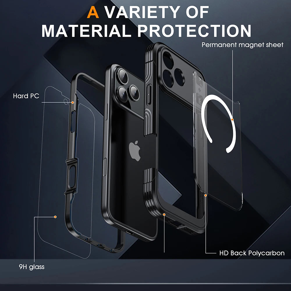 360° Fully Protected Double-sided Transparent Magnetic Case For iPhone 17 Pro Max&Air For MagSafe Wireless Charging Back Cover