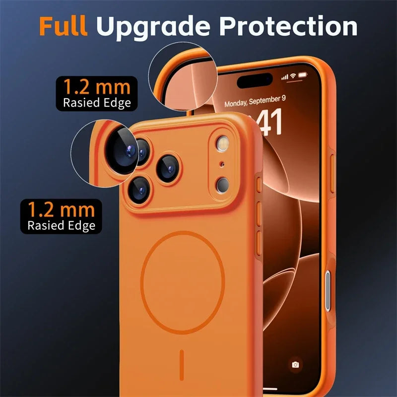 Orange Color Magnetic Case for Magsafe IPhone 17 Air 16 15 14 13 12 Pro Max Plus 17Air 17Pro Mag Safe Silicone Soft Phone Cover