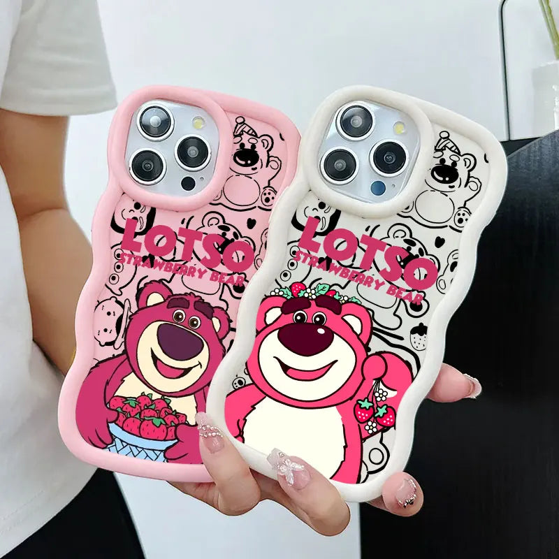 Lotso Strawberry Bear Candy Color Phone Case For iPhone 17 16 15 14 Plus 11 Pro Max 13 12 Mini 17Air 17E 16E Soft Silicone Cover