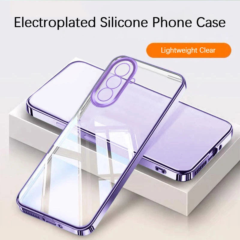 Plating Clear Case for Samsung Galaxy A57 A37 A27 A17 A56 A36 A26 A16 A55 A35 A25 A15 A05 A05S A54 A34 A24 A14 5G Thin TPU Cover