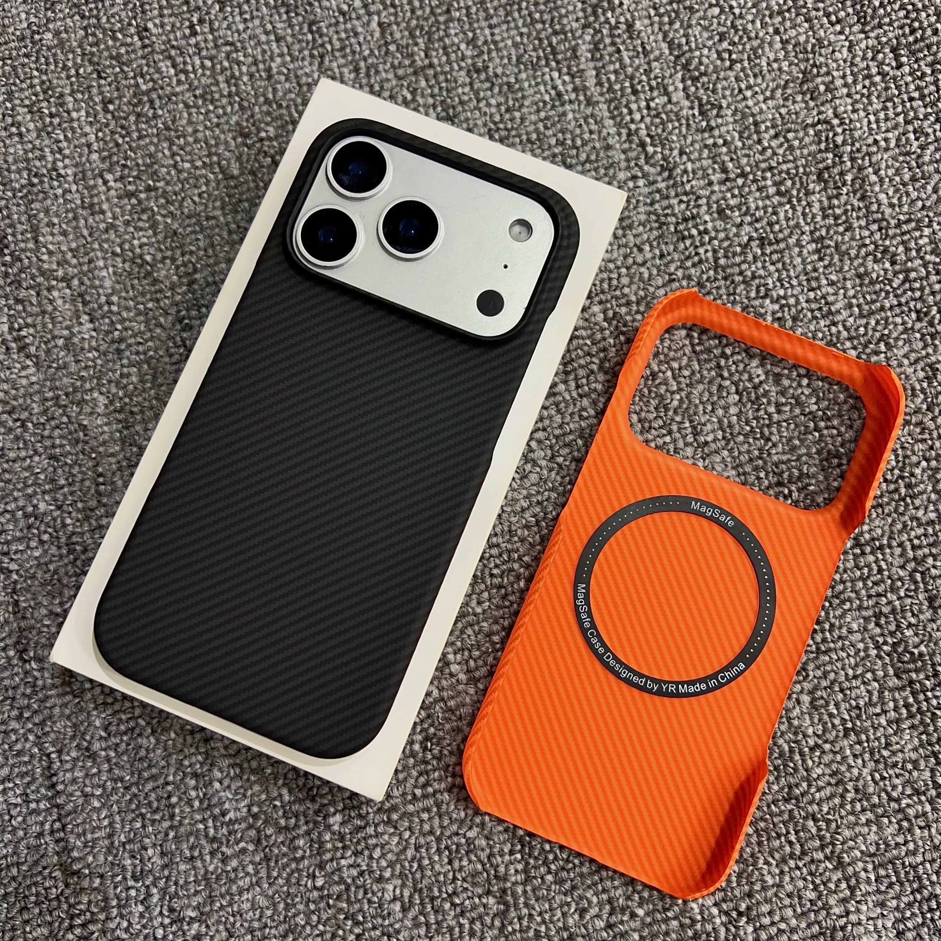 Carbon Fiber Kevlar Pattern PC Case ForiPhone 17 Air 16 Plus 15 14 13 12 Pro Max Shockproof Ultra Thin For Magsafe Magnet Cover