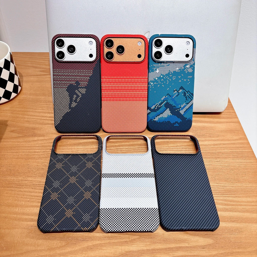 Kevlar Aramid Carbon Fiber Case For iPhone Air 17 16 15 14 13 Pro Max Plus Magsafe Luxury Cover Magnetic Ultra-Thin Phone Case