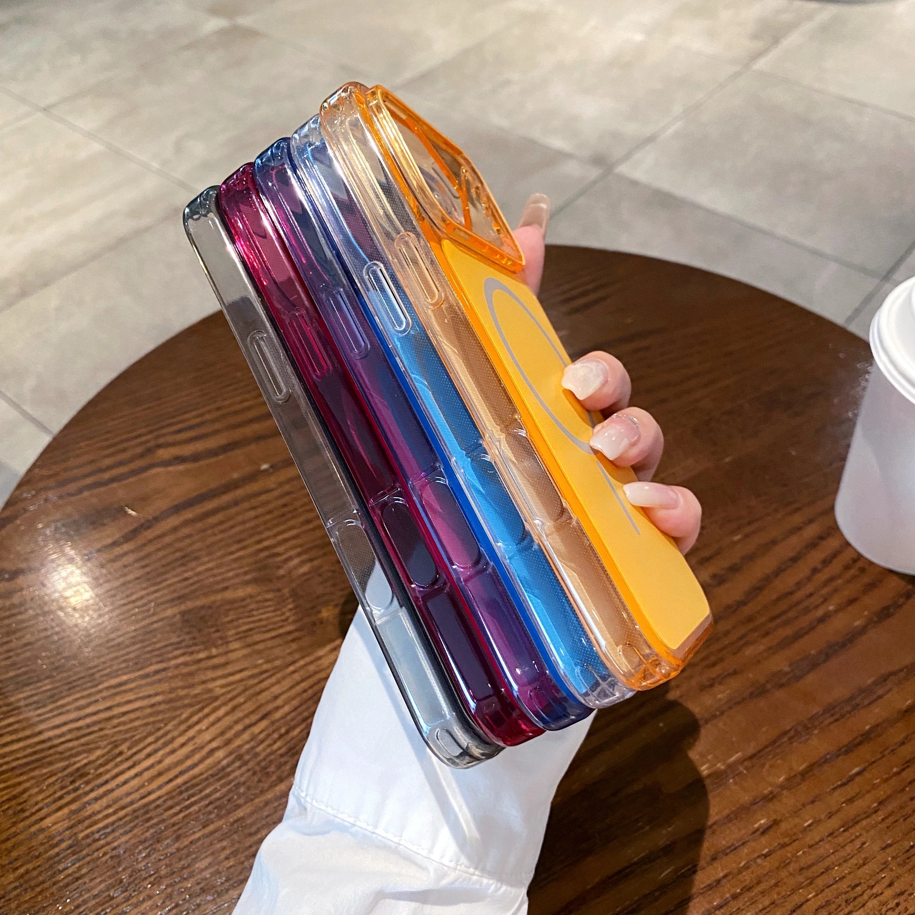 For Magsafe Original Color Translucent Magnetic Phone Case For iPhone 17 16 15 14 13 12 Pro Max Plus Anti-drop Protective Cover