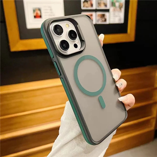 For iPhone 16 Pro Max Luxury Magsafe Magnetic Matte Bicolor Frame Phone Case For iPhone 12 13 14 15 Plus 17 Air Protective Cover